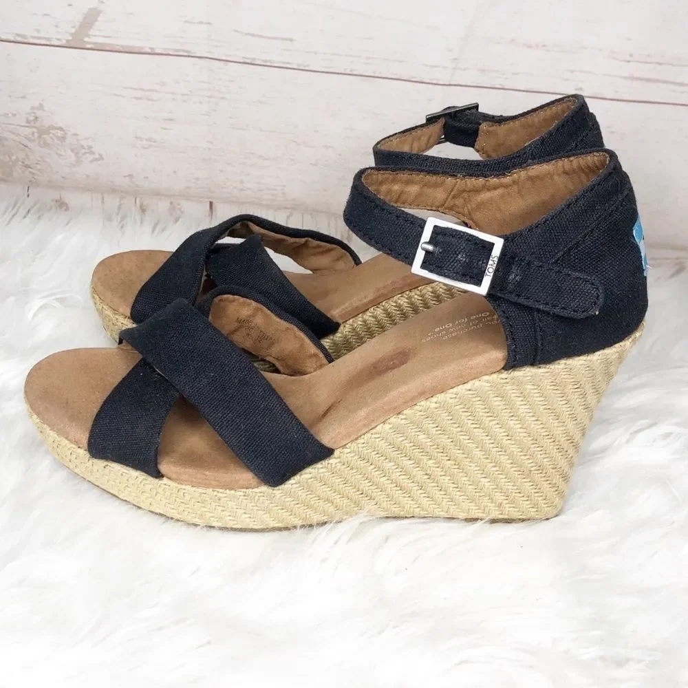 Toms Sienna espadrille wedge heel sandal sz9.5